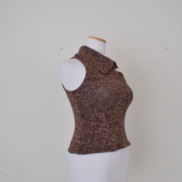 Vintage '90s Collared Variegated Knit Top - Picture 4 of 10